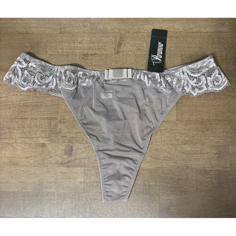 Paramour "Sofia" Thong Panty Mink Mesh XXL Lace